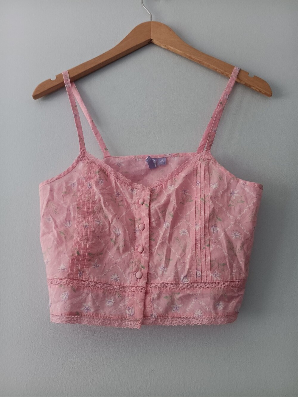Florence By Mills Pink Floral Cotton Crop Top XS-L Coquette Feminine Cute
